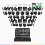 NightChroma™ NCK800 - 4K 64-kanals PoE-övervakningssystem med 24 bullet- och 24 turretkameror, f/1,0 superbländare, färgnattseende, 2-kanals 4K-avkodning, person- och fordonsdetektering, intelligent beteendeanalys, inbyggd mikrofon, 124° synfält