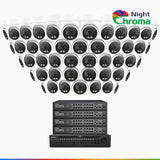 NightChroma™ NCK800 - 4K 64-kanals PoE-övervakningssystem med 48 kameror, f/1,0 superbländare, färgnattseende, 2-kanals 4K-avkodning, person- och fordonsdetektering, intelligent beteendeanalys, inbyggd mikrofon, 124° synfält, hölje helt i metall
