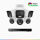 NightChroma™ NCK800 - 4K 16-kanals PoE-övervakningssystem med 3 bullet- och 3 turretkameror, f/1,0 superbländare, färgnattseende, 2-kanals 4K-avkodning, person- och fordonsdetektering, intelligent beteendeanalys, inbyggd mikrofon, 124° synfält