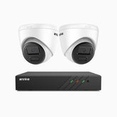 H300 - 2K 3 MP 8-kanals PoE-övervakningssystem med 2 kameror, EXIR 2.0-nattsyn, rörelsedetektering, H.265+, IP67