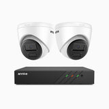 H300 - 2K 3 MP 8-kanals PoE-övervakningssystem med 2 kameror, EXIR 2.0-nattsyn, rörelsedetektering, H.265+, IP67