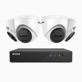 H300 - 2K 3 MP 8-kanals PoE-övervakningssystem med 4 kameror, EXIR 2.0-nattsyn, rörelsedetektering, H.265+, IP67