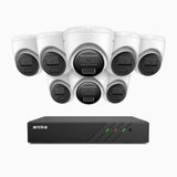 H300 - 2K 3 MP 8-kanals PoE-övervakningssystem med 8 kameror, EXIR 2.0-nattsyn, rörelsedetektering, H.265+, IP67