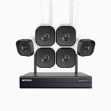 WS800 - 4K 8MP 16-kanals trådlöst Wi-Fi-övervakningssystem med 6 kameror, 2,4/5,8 GHz Dual-Band WiFi Pro, persondetektering, tvåvägsljud, mörkerseende, kompatibelt med Alexa