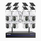WBS400 - 4 MP 8-kanals trådlöst övervakningssystem med 8 kameror, dubbelbands-WiFi, batteri- och soldrift, tvåvägsljud, rörelsedetektering, 270° panorering, 90° lutning, Alexa