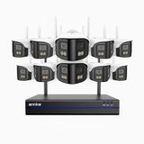 WSCD400P - 4 MP 16-kanals trådlöst övervakningssystem med 10 kameror, 170° ultravidvinkel, dubbelbands-WiFi, färgnattsyn, tvåvägsljud, Alexa