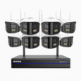 WSCD400P - 4 MP 8-kanals trådlöst övervakningssystem med 8 kameror, 170° ultravidvinkel, dubbelbands-WiFi, färgnattsyn, tvåvägsljud, Alexa
