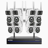 WCDS400 - 4 MP 8-kanals trådlöst övervakningssystem med 8 kameror, dubbelbands-WiFi, 350° panorering, 90° lutning, nattseende med dubbla ljuskällor, rörelsedetektering, tvåvägsljud, Alexa
