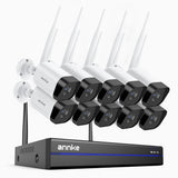WS800 - 4K 8MP 16-kanals trådlöst Wi-Fi-övervakningssystem med 10 kameror, 2,4/5,8 GHz Dual-Band WiFi Pro, persondetektering, tvåvägsljud, mörkerseende, kompatibelt med Alexa