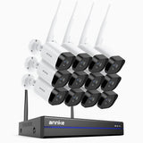 WS800 - 4K 8MP 16-kanals trådlöst Wi-Fi-övervakningssystem med 12 kameror, 2,4/5,8 GHz Dual-Band WiFi Pro, persondetektering, tvåvägsljud, mörkerseende, kompatibelt med Alexa