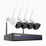 WS800 - 4K 8MP 8-kanals trådlöst Wi-Fi-övervakningssystem med 4 kameror, 2,4/5,8 GHz Dual-Band WiFi Pro, persondetektering, tvåvägsljud, mörkerseende, kompatibelt med Alexa