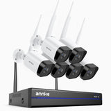 WS800 - 4K 8MP 8-kanals trådlöst Wi-Fi-övervakningssystem med 6 kameror, 2,4/5,8 GHz Dual-Band WiFi Pro, persondetektering, tvåvägsljud, mörkerseende, kompatibelt med Alexa