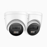 C800 - 4K 2-pack PoE-övervakningskameror för utomhusbruk, smart person- och fordonsdetektering, färg- och IR-nattsyn, inbyggd mikrofon och SD-kortplats, stöd för RTSP