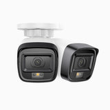 C500 - 3K 2-pack PoE-övervakningskameror med dubbla ljuskällor, ärg- och IR-nattsyn, 3072 × 1728 vid 20 fps, smart person- och fordonsdetektering, inbyggd mikrofon, IP67-klassat väderskydd