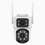 WCD220 - 4MP trådlös Wi-Fi-övervakningskamera med dubbla objektiv för utomhusbruk, 355° panorering och 90° tilt, 2,4 GHz Wi-Fi, persondetektering, smart Dual-Light-nattseende, aktiv siren, tvåvägsljud, kompatibel med Alexa