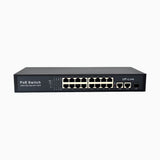 16-portars Fast Ethernet PoE-switch med metallhölje – för skrivbord eller väggmontering