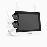 WTL500 - 5 MP 4-kanals trådlöst övervakningssystem med 2 kameror och 7-tumsskärm, EXIR-nattseende, tvåvägsljud, inbyggd mikrofon, fungerar med Alexa, IP66