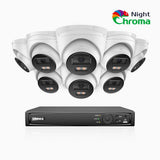 NightChroma™ NCK500 - 3K 16-kanals PoE-övervakningssystem med 8 kameror, Acme-färgnattseende, f/1,0 superbländare, aktiv justering, inbyggd mikrofon, IP67, hölje helt i metall