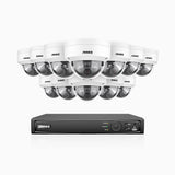 H800 - 4K 16-kanals PoE-övervakningssystem med 12 kameror, smart person- och fordonsdetektering, inbyggd mikrofon, färg- och IR-nattsyn, RTSP-stöd