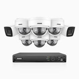 H800 - 4K 8 Channel PoE Security System with 2 Bullet & 6 Dome (IK10) Cameras, Vandal-Resistant, Human & Vehicle Detection, Built-in Mic, RTSP Supported