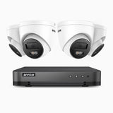 H800 - 4K 8-kanals PoE-övervakningssystem med 4 kameror, smart person- och fordonsdetektering, inbyggd mikrofon, färg- och IR-nattsyn, RTSP-stöd