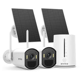 ANNKE Solar Wireless Security Camera Outdoor 4MP, 5MP Surveillance Home System, 4CH and 2 Bullet Cam-Kit, Color Night Vision, Spotlight Smart Alarm, PIR&Human Detection, 2-Way Audio, 64GB Memory Card