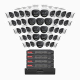 H800X - 4K 64 Channel 48 Cameras PoE Security System, 1/1.8'' BSI Sensor, f/1.6 Aperture (0.003 Lux), Siren & Strobe Alarm,Two-Way Audio, Human & Vehicle Detection, Perimeter Protection, All-Metal Housing