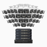 HZ804 - 4K 64-kanals PoE-övervakningssystem med 40 kameror, 4× optisk zoom, motoriserat varifokalobjektiv (2,8–12 mm), smart dubbelljus-nattsyn, rörelsedetektering 2.0, inbyggd mikrofon, siren och blixtlarm, uppgraderad version