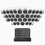 H1200 - 4K 12MP 64-kanals PoE-övervakningssystem med 40 kameror, färg- och IR-nattsyn, smart person- och fordonsdetektering, H.265+, inbyggd mikrofon, IP67