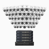 HZ804 - 4K 64-kanals PoE-övervakningssystem med 48 kameror, 4× optisk zoom, motoriserat varifokalobjektiv (2,8–12 mm), smart dubbelljus-nattsyn, rörelsedetektering 2.0, inbyggd mikrofon, siren och blixtlarm, uppgraderad version