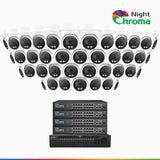 NightChroma™ NCK800 - 4K 64-kanals PoE-övervakningssystem med 40 kameror, f/1,0 superbländare, färgnattseende, 2-kanals 4K-avkodning, person- och fordonsdetektering, intelligent beteendeanalys, inbyggd mikrofon, 124° synfält, hölje helt i metall