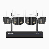 WSCD400P - 4 MP 8-kanals trådlöst övervakningssystem med 4 kameror, 170° ultravidvinkel, dubbelbands-WiFi, färgnattsyn, tvåvägsljud, Alexa