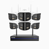 WSCD400P - 4 MP 8-kanals trådlöst övervakningssystem med 6 kameror, 170° ultravidvinkel, dubbelbands-WiFi, färgnattsyn, tvåvägsljud, Alexa